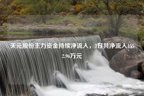 天元股份主力资金持续净流入，3日共净流入1552.96万元