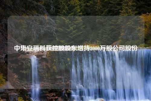 中集安瑞科获控股股东增持2000万股公司股份